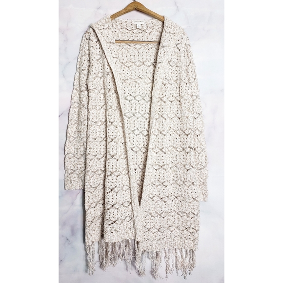 ❌SOLD❌Boho Fringe Cardigan Hood Small NWOT - Picture 2 of 5
